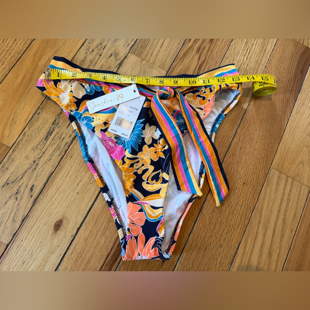 Sunshine 79 Multicolor Floral and Stripe Bikini Bottoms Women’s Size 10 NWT - Picture 11 of 12